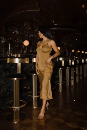 Borderline Midi Dress in Olive