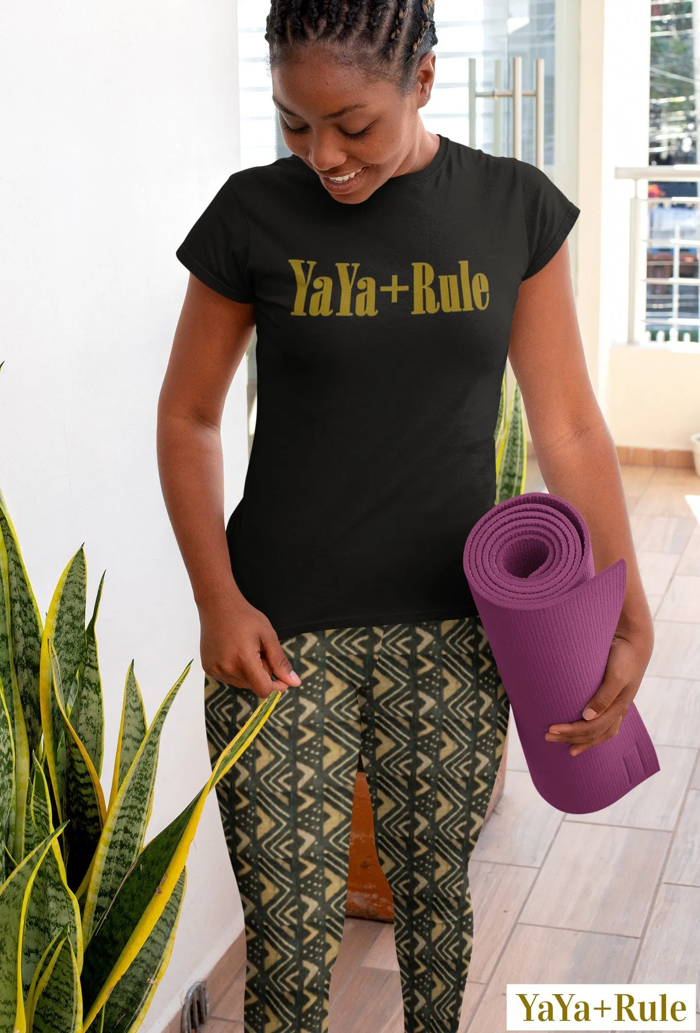 Brown Bogolan African Print Yoga Leggings