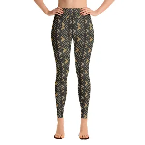 Brown Bogolan African Print Yoga Leggings