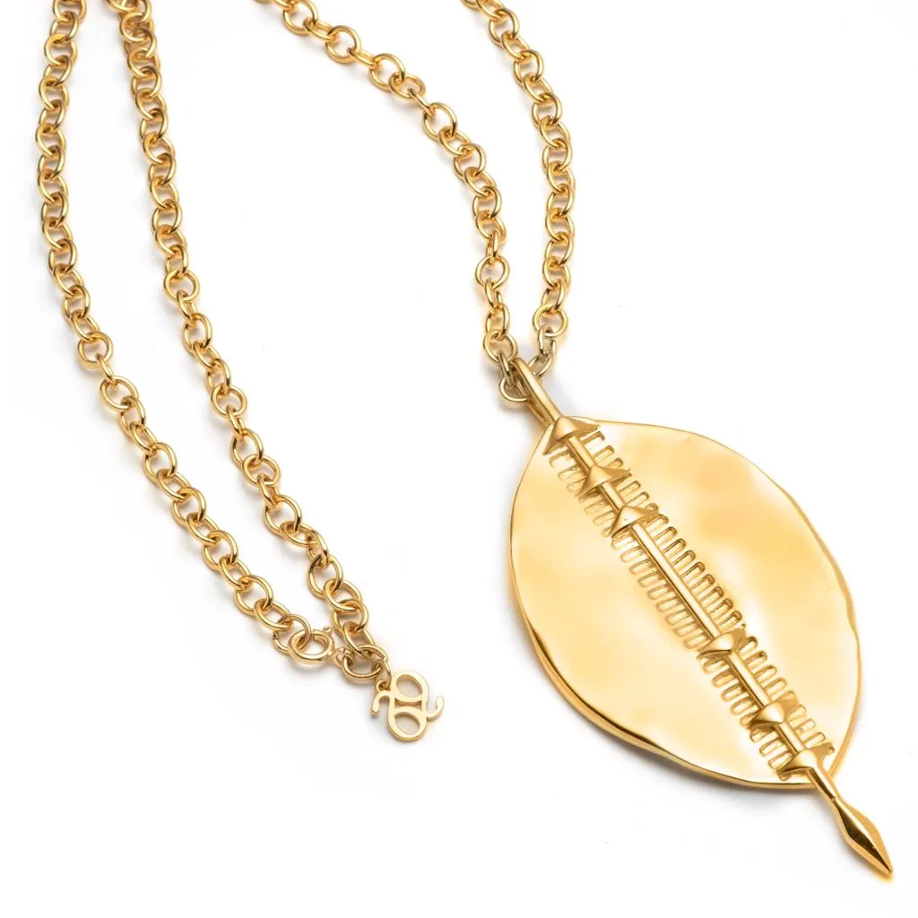 Bulawayo Gold Shield Pendant Necklace