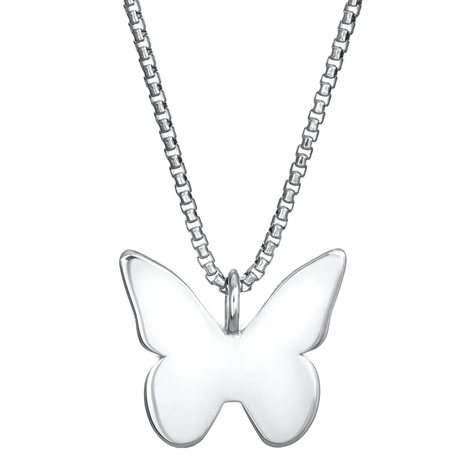 Butterfly Cremation Necklace in 14K White Gold