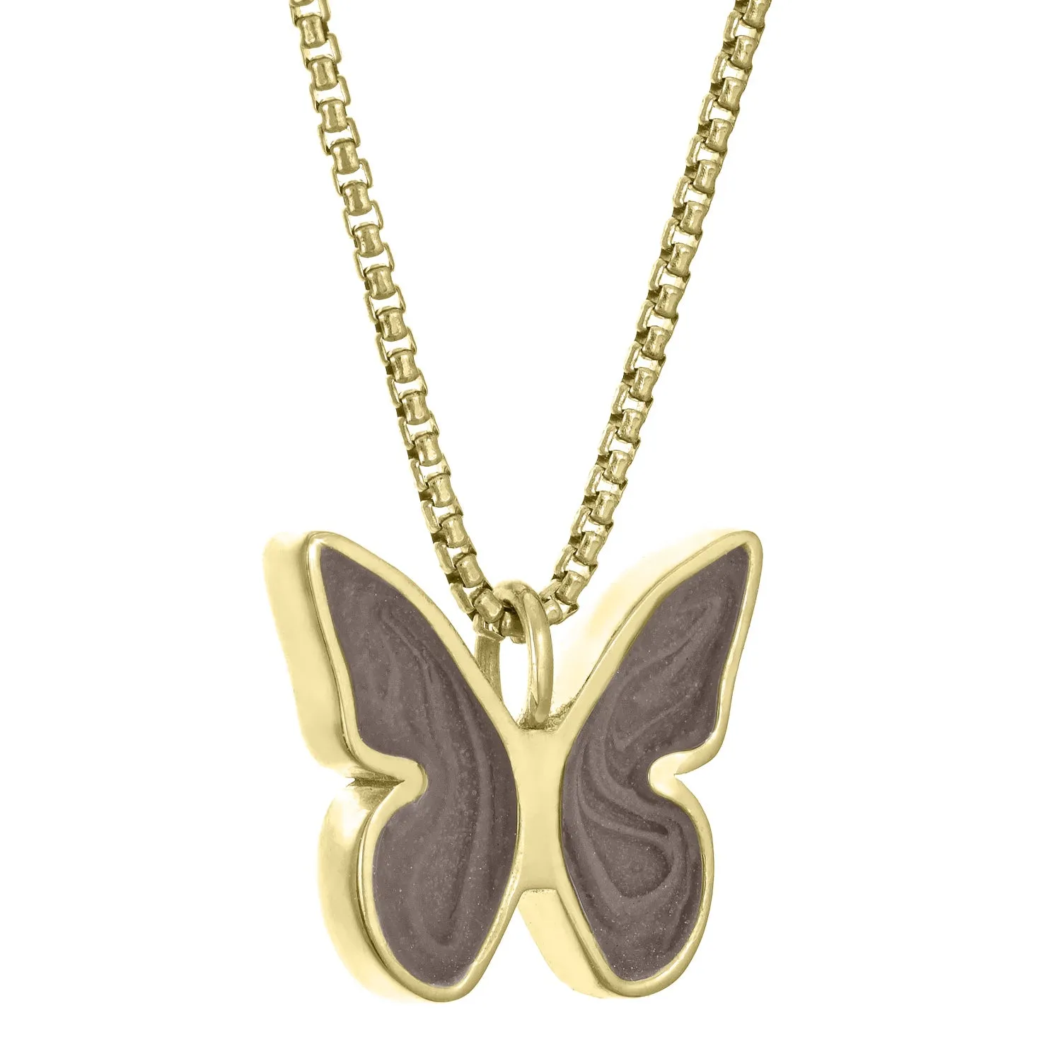 Butterfly Cremation Necklace in 14K Yellow Gold