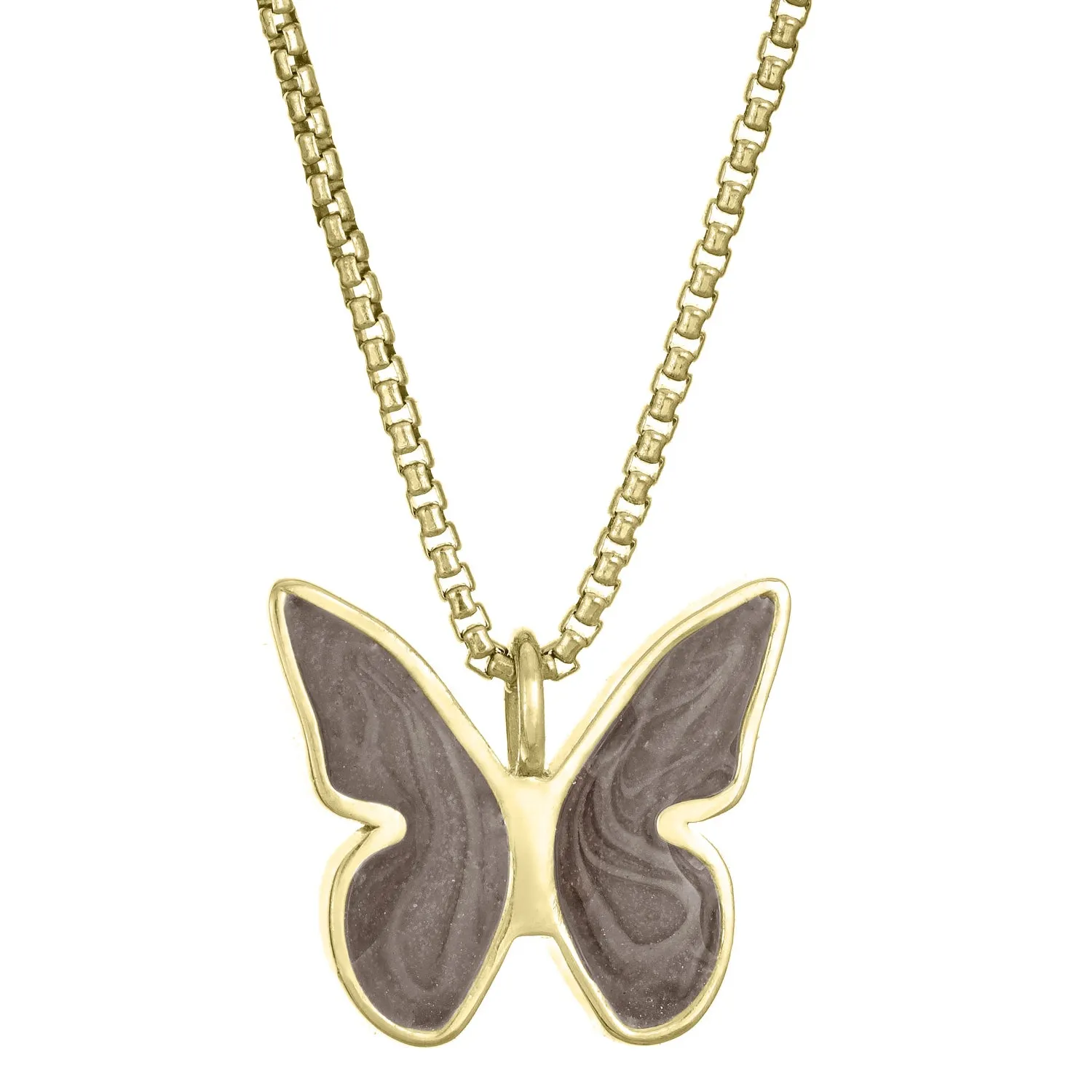 Butterfly Cremation Necklace in 14K Yellow Gold