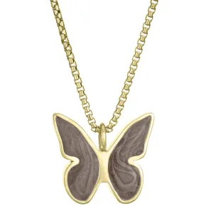 Butterfly Cremation Necklace in 14K Yellow Gold