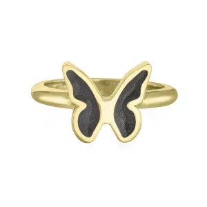 Butterfly Cremation Ring in 14K Yellow Gold
