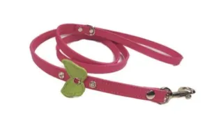 Butterfly Leather Dog Leash with Single Butterfly & Crystals on Side