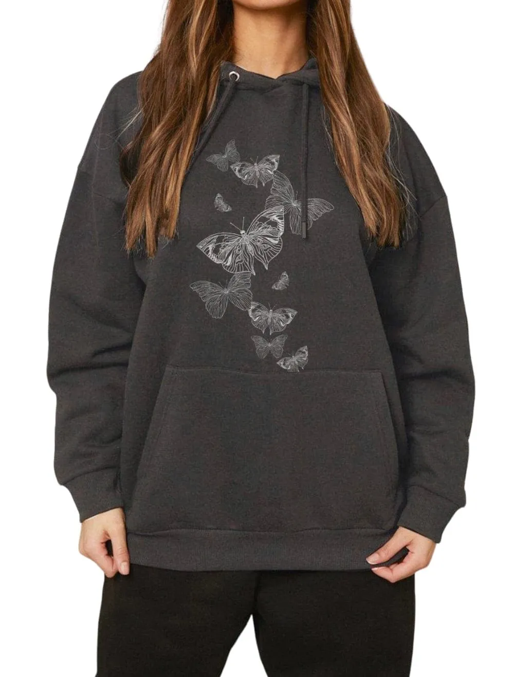 Butterfly Serenity Dropped Shoulder Hoodie