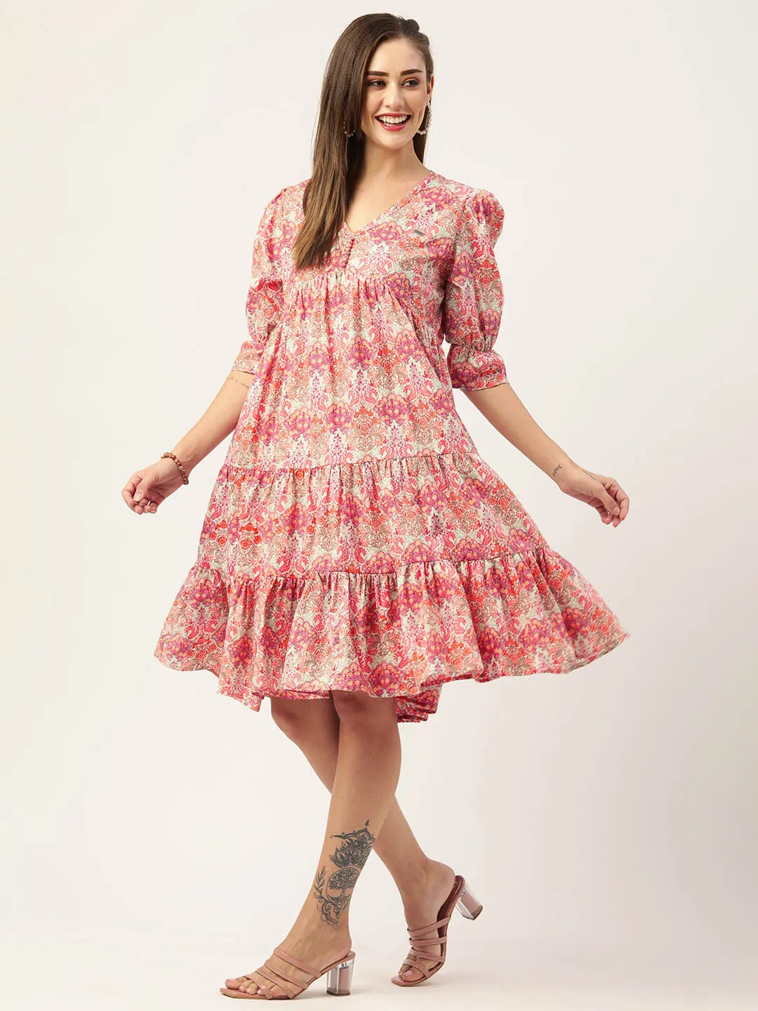 Buy Multi Comfort Fit Cotton Ethnic Dress for Women Online - Zola