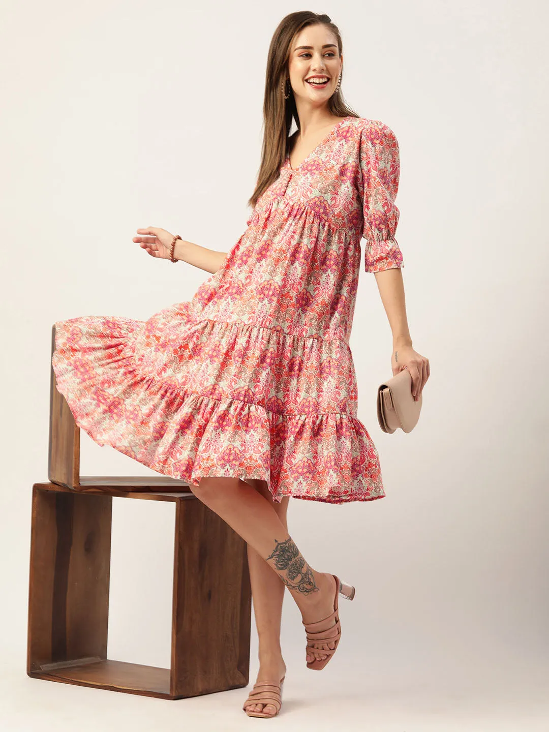 Buy Multi Comfort Fit Cotton Ethnic Dress for Women Online - Zola