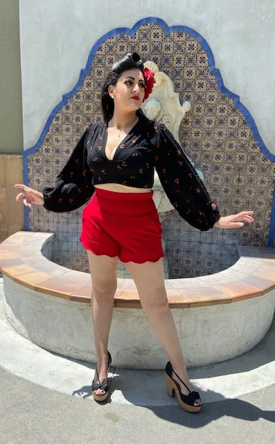 Camila Blouse -  Black With Cherries