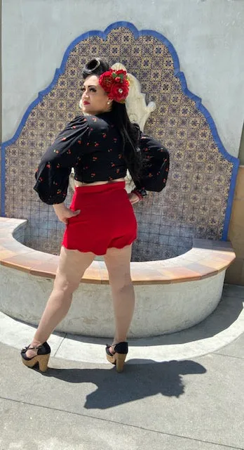 Camila Blouse -  Black With Cherries