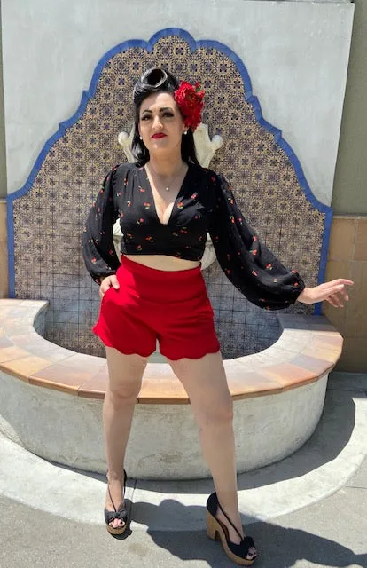 Camila Blouse -  Black With Cherries