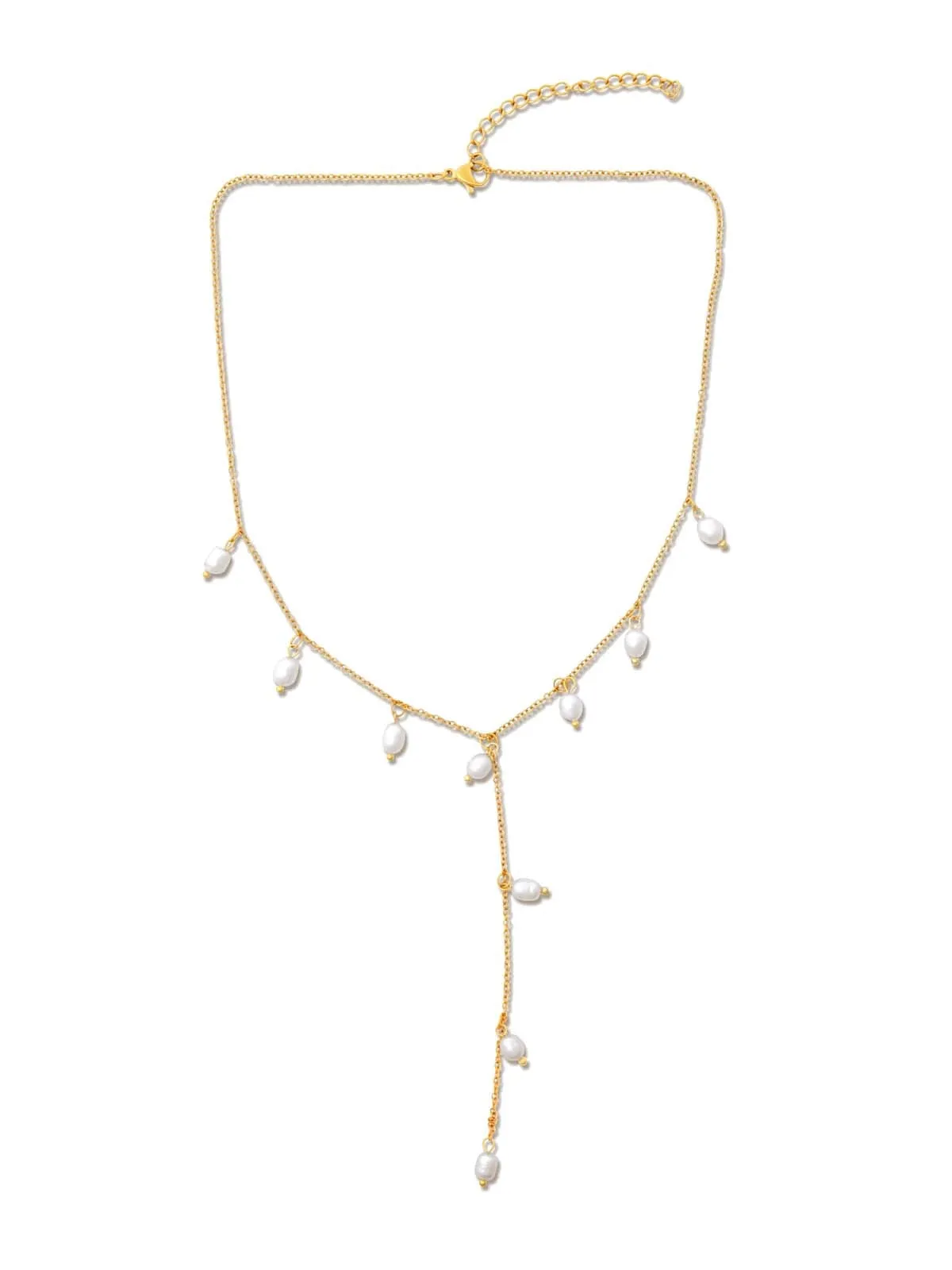 Carlotta Dainty Pearl Lariat Necklace
