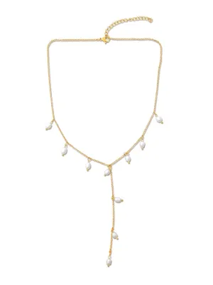 Carlotta Dainty Pearl Lariat Necklace
