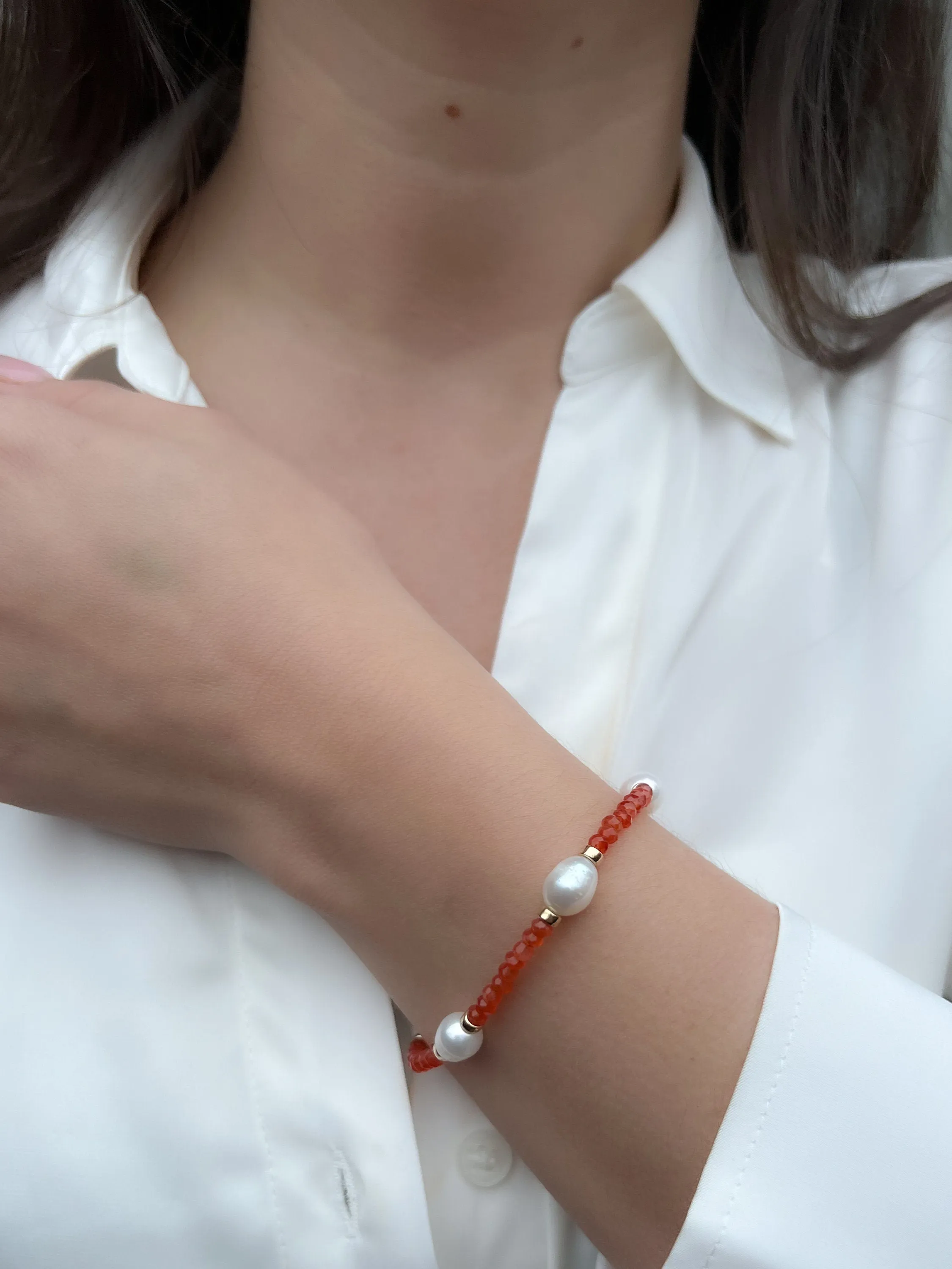 Carnelian and Pearl Bracelet