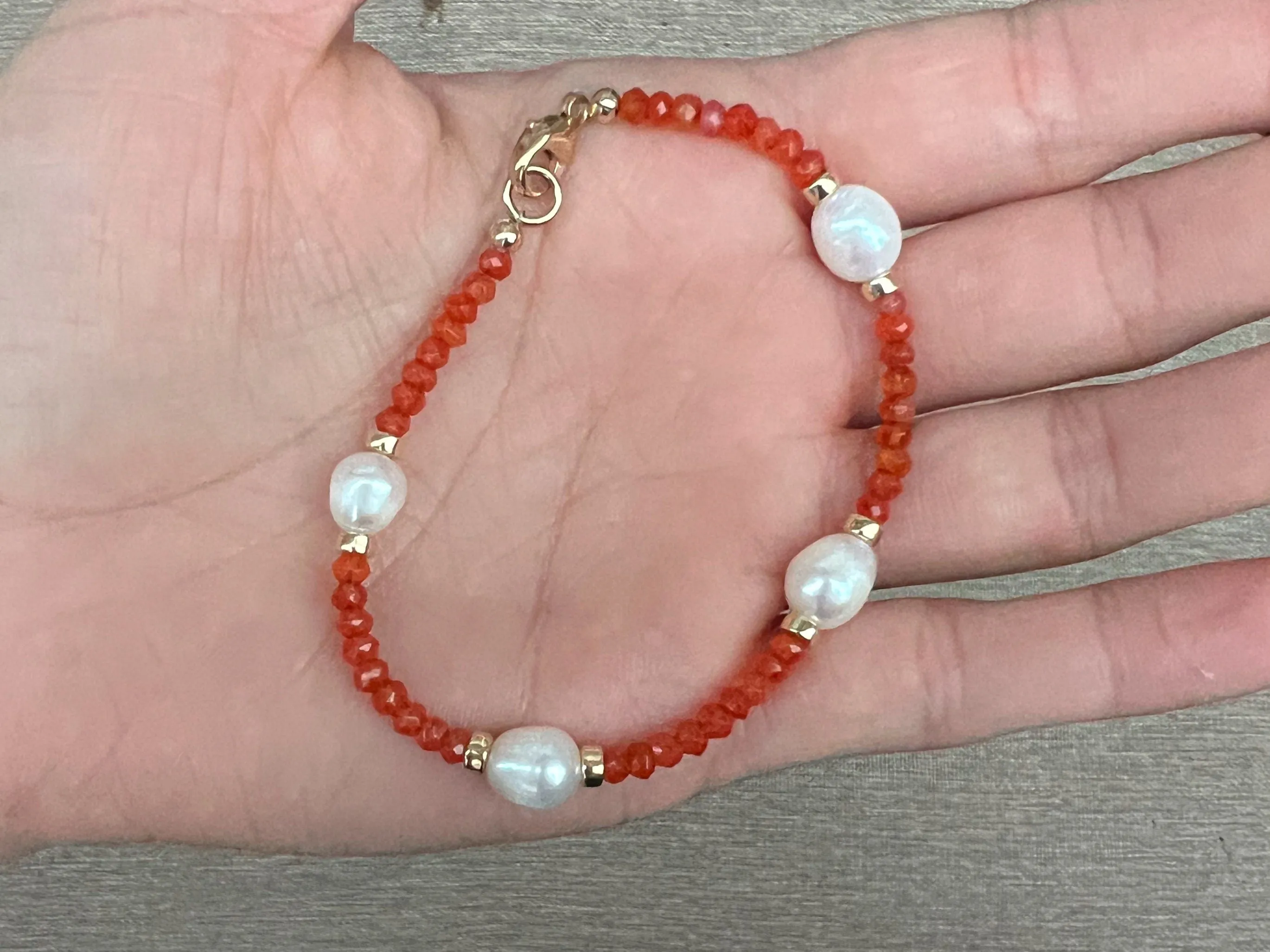 Carnelian and Pearl Bracelet
