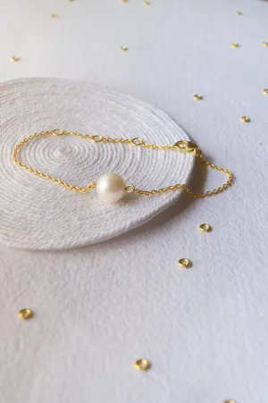 Carry Me Everywhere Pearl Blush Chain Gold Plated Sterling Silver Bracelet