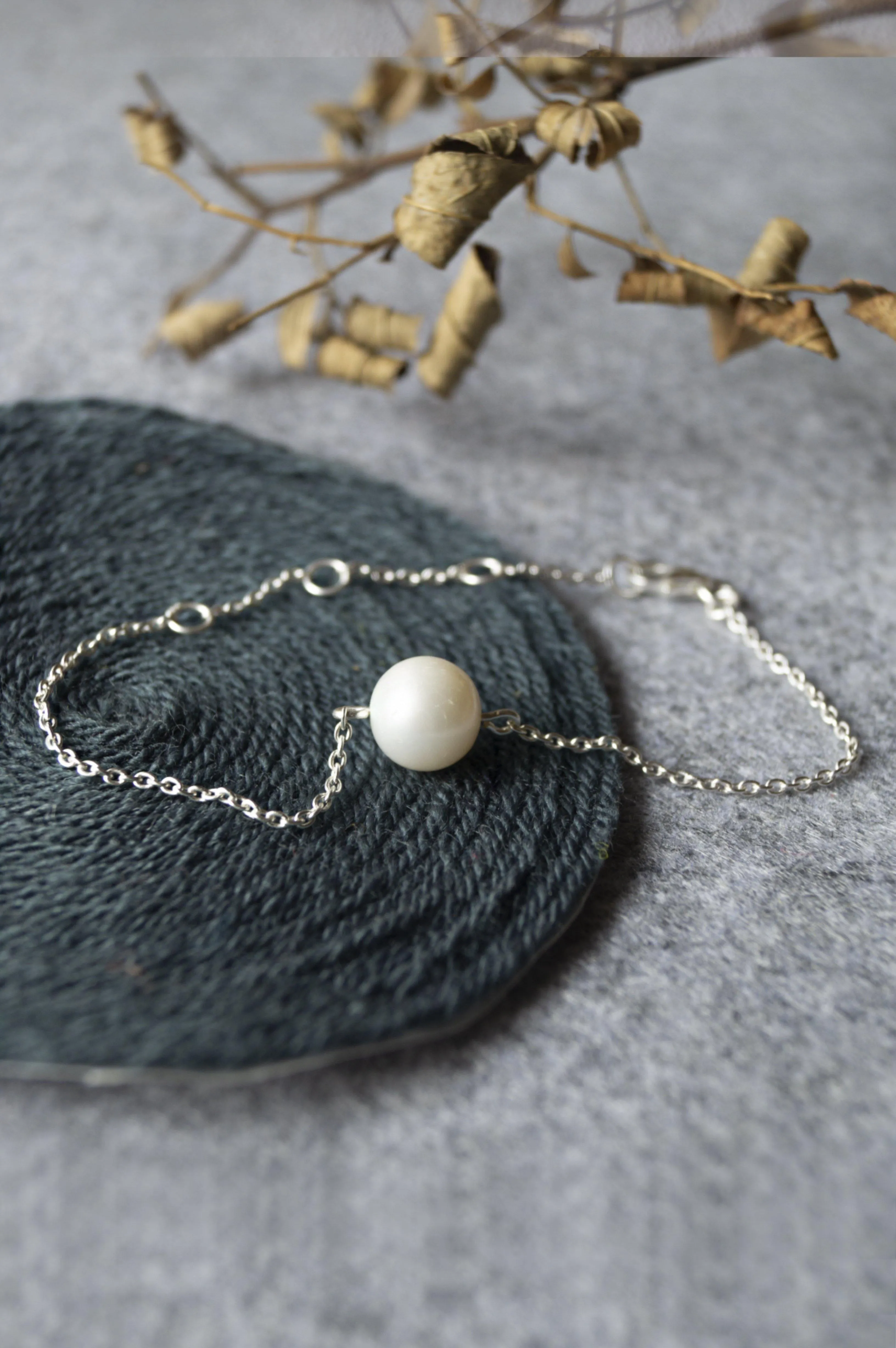 Carry Me Everywhere Pearl Blush Chain Gold Plated Sterling Silver Bracelet