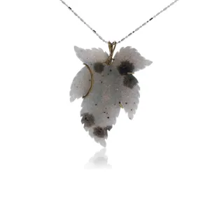 Carved Natural Dalmation Druzy Leaf Pendant