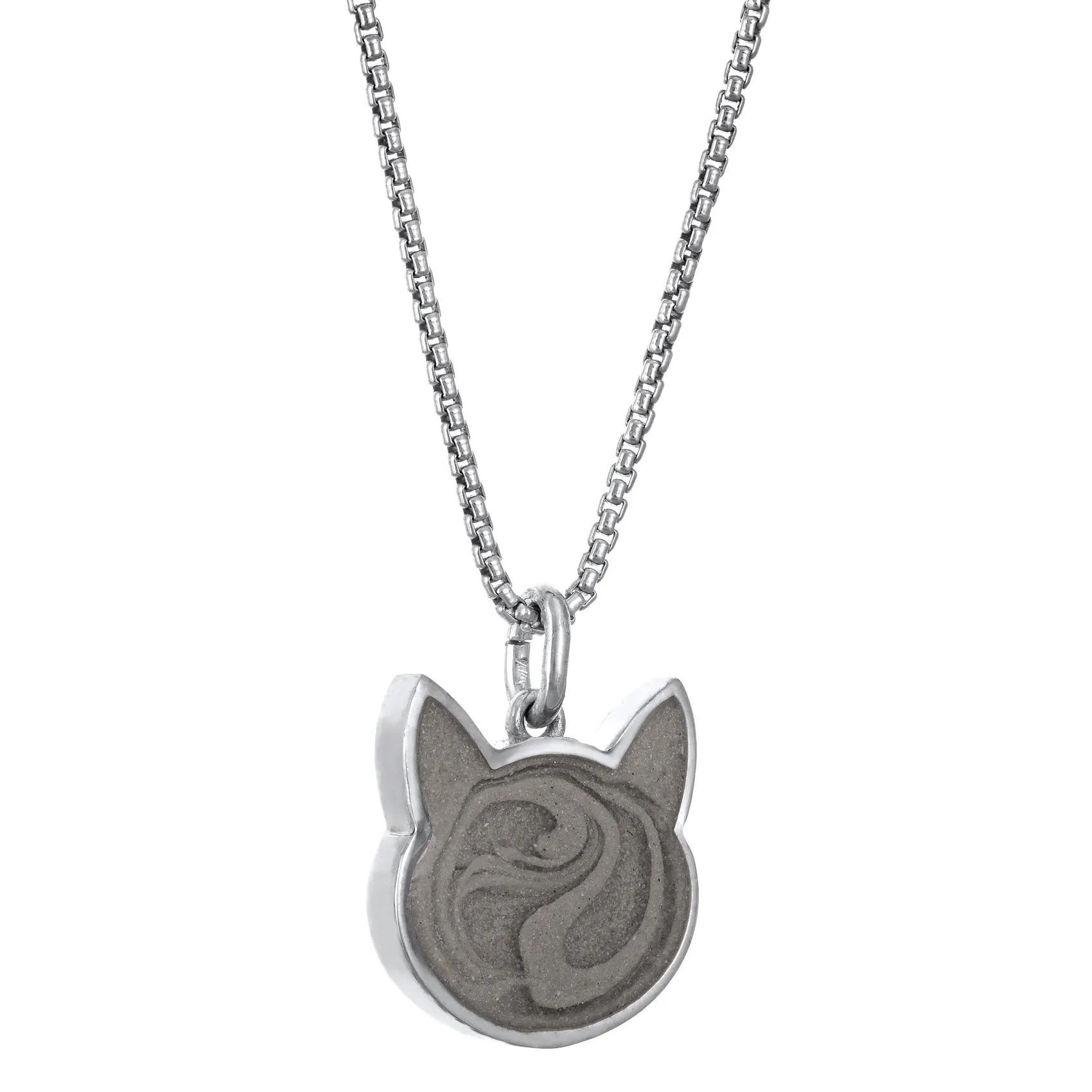 Cat Cremation Necklace in 14K White Gold