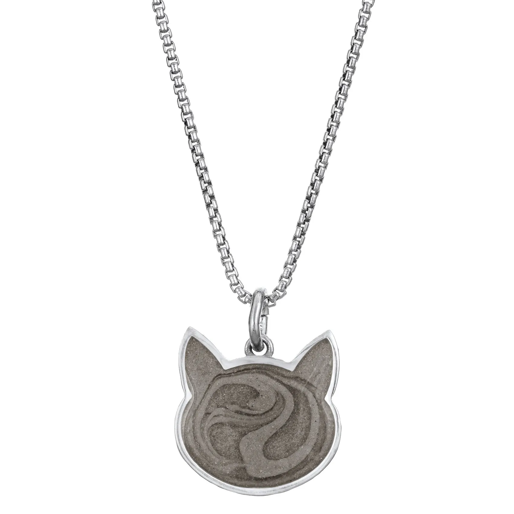 Cat Cremation Necklace in 14K White Gold