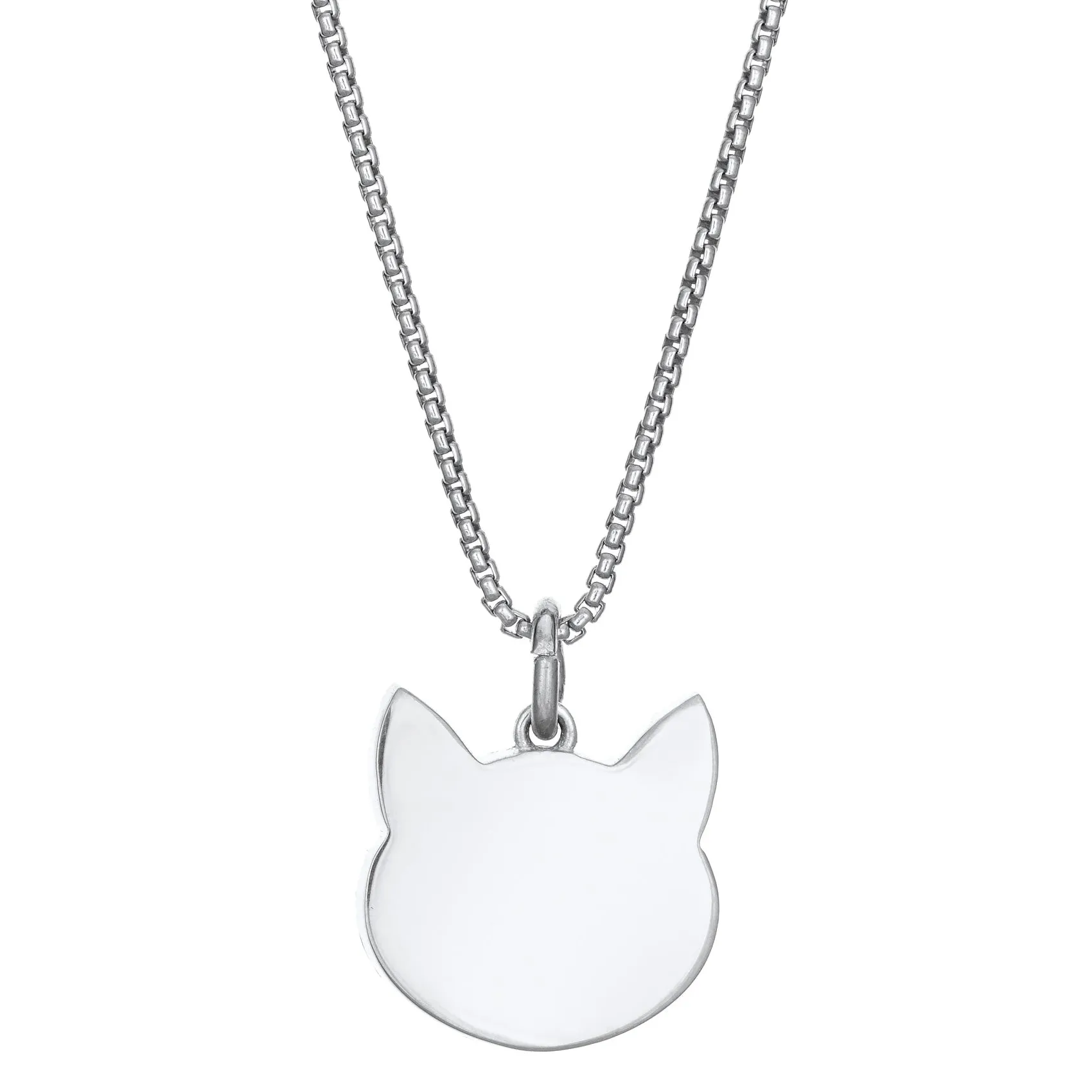 Cat Cremation Necklace in 14K White Gold