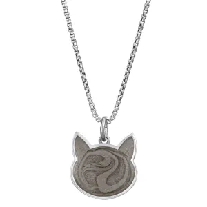 Cat Cremation Necklace in 14K White Gold
