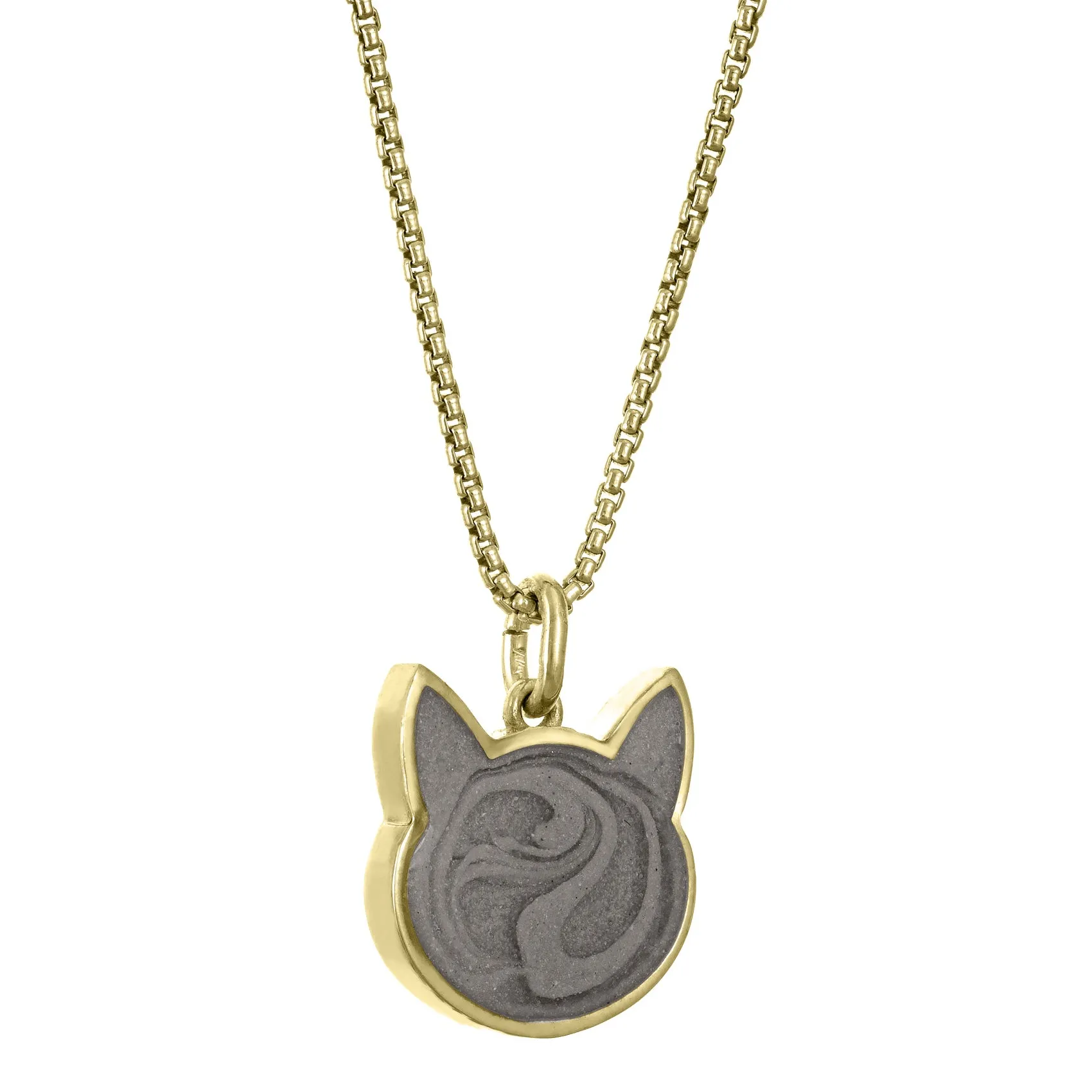 Cat Cremation Necklace in 14K Yellow Gold