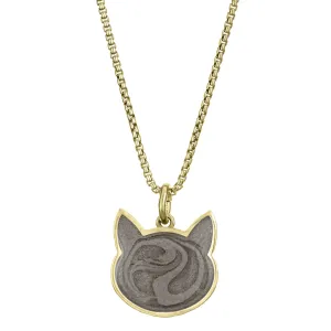 Cat Cremation Necklace in 14K Yellow Gold