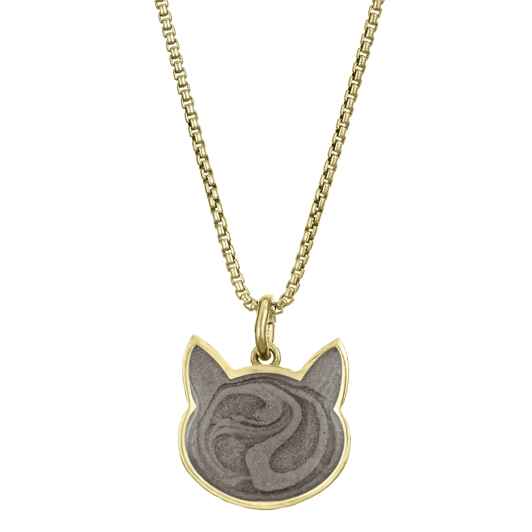 Cat Cremation Necklace in 14K Yellow Gold