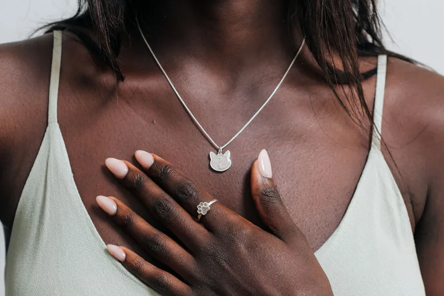 Cat Cremation Necklace in 14K Yellow Gold