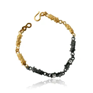 Caterpillar bracelet Black & Gold with Topaz
