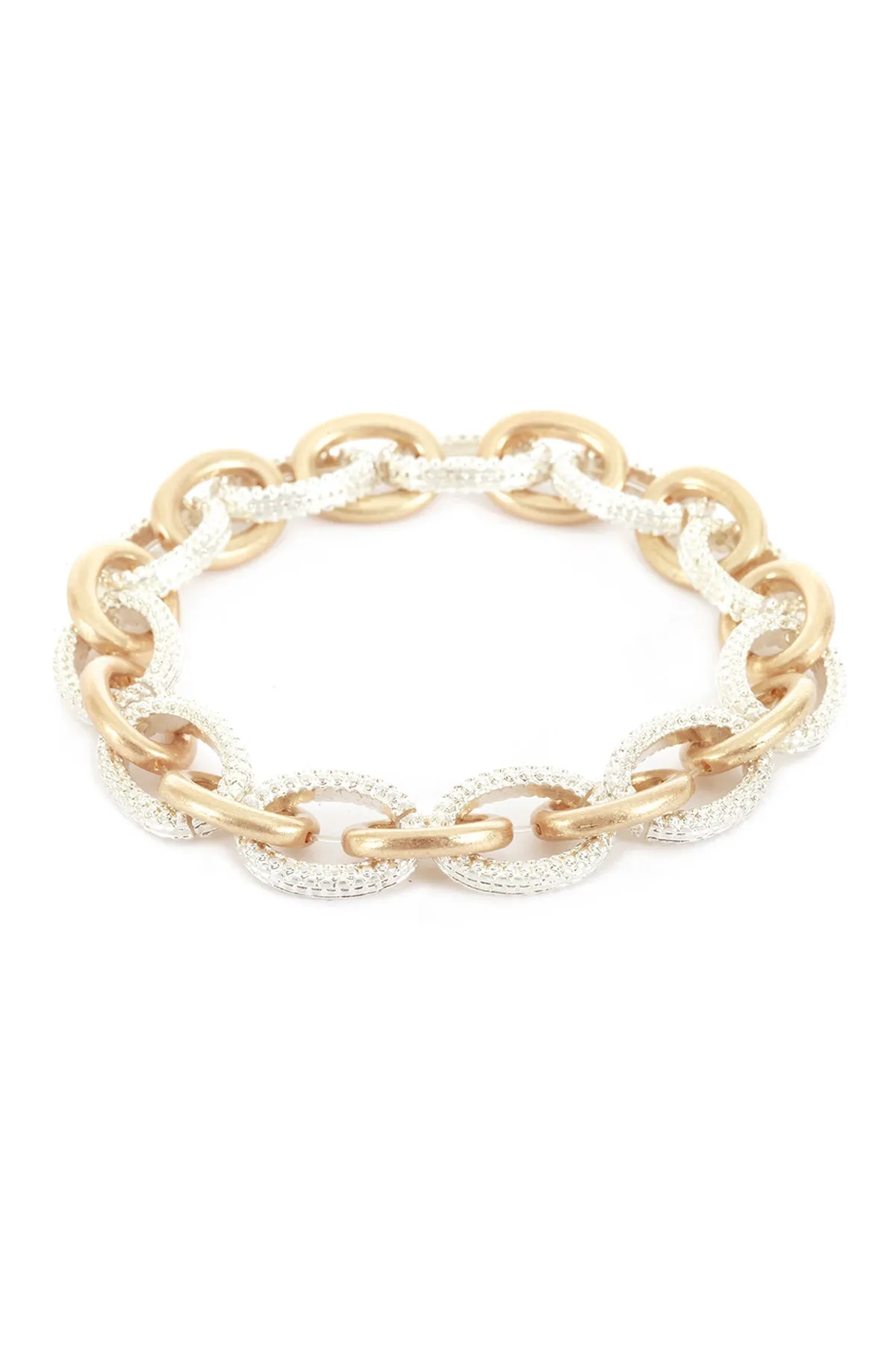 CAVIAR TEXTURED METAL LINK CHAIN BRACELET