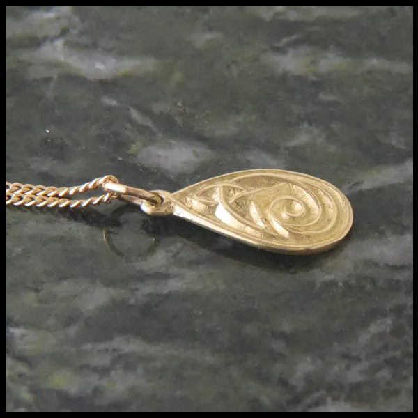 Celtic Spiral Drop Pendant in Gold