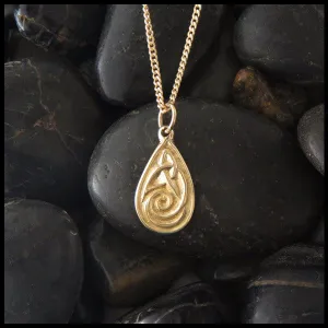 Celtic Spiral Drop Pendant in Gold