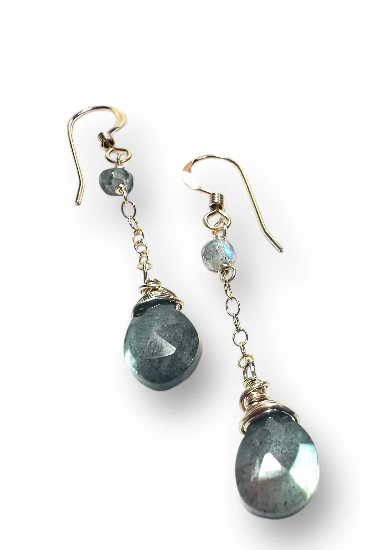 Chain Drop Earrings-labradorite Gemstone