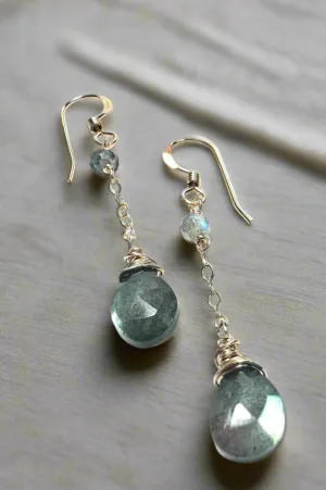 Chain Drop Earrings-labradorite Gemstone