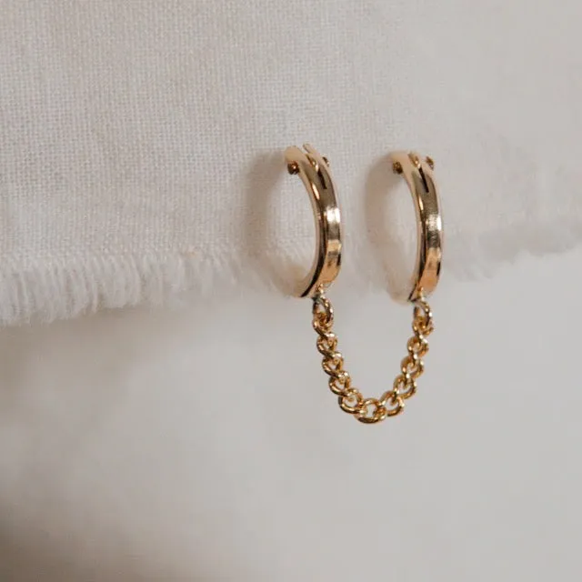 Chained Huggie Hoop Earring