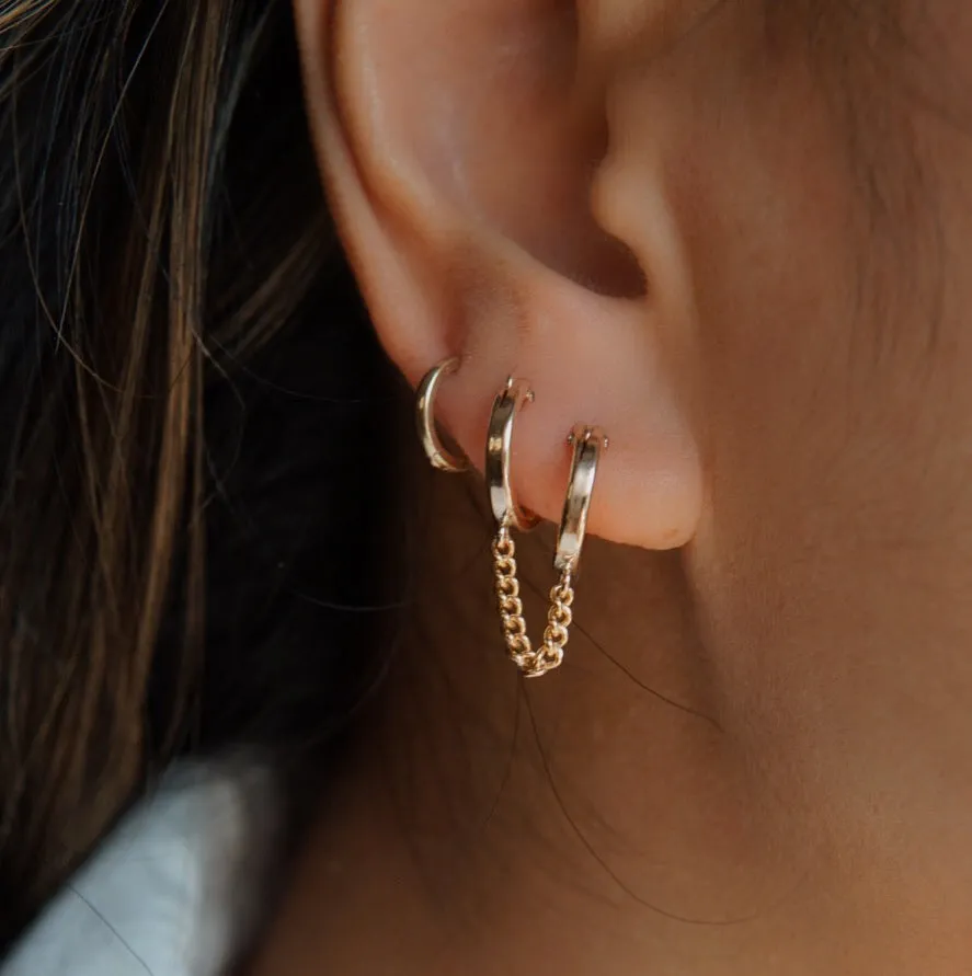 Chained Huggie Hoop Earring