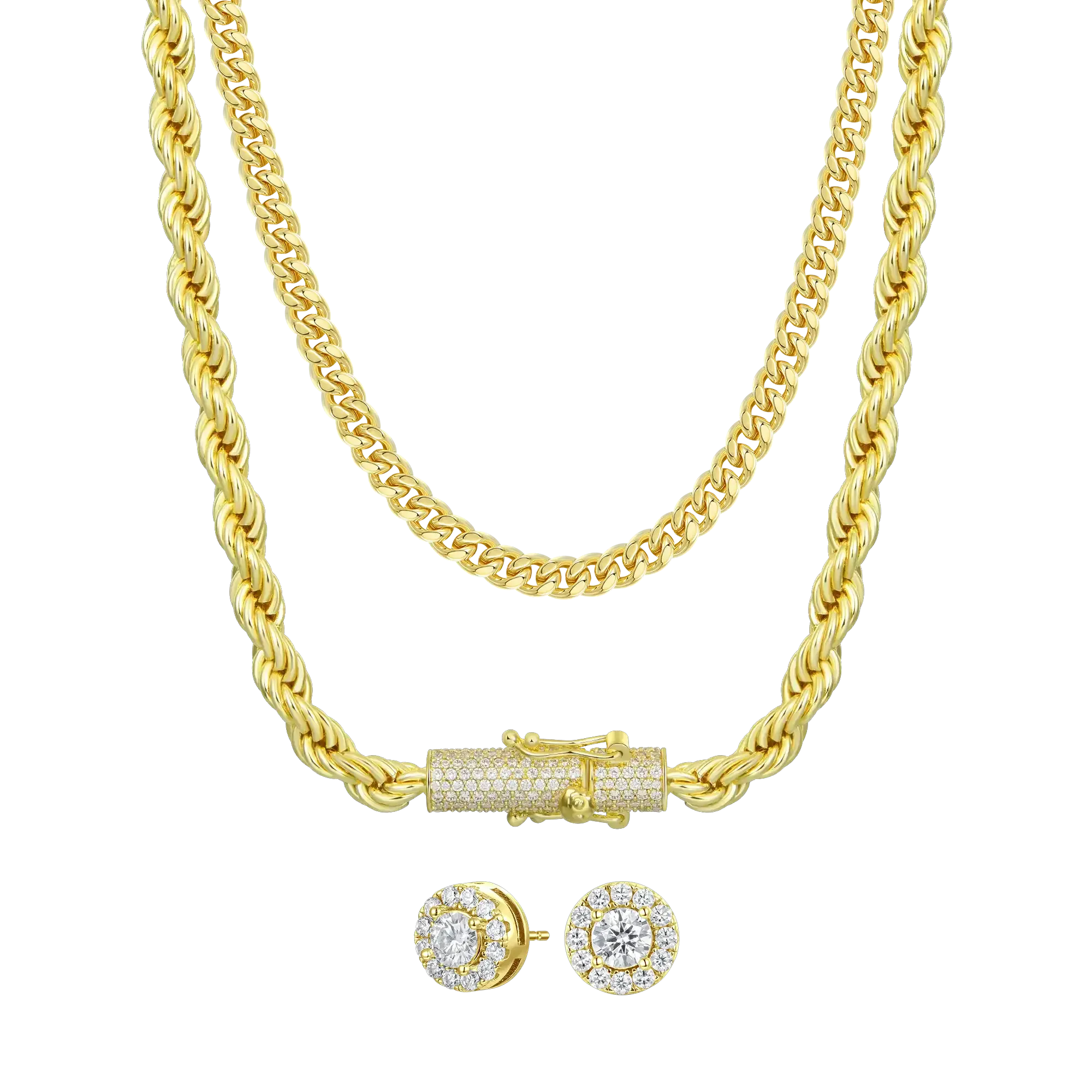 Chains & Stud Earrings Set