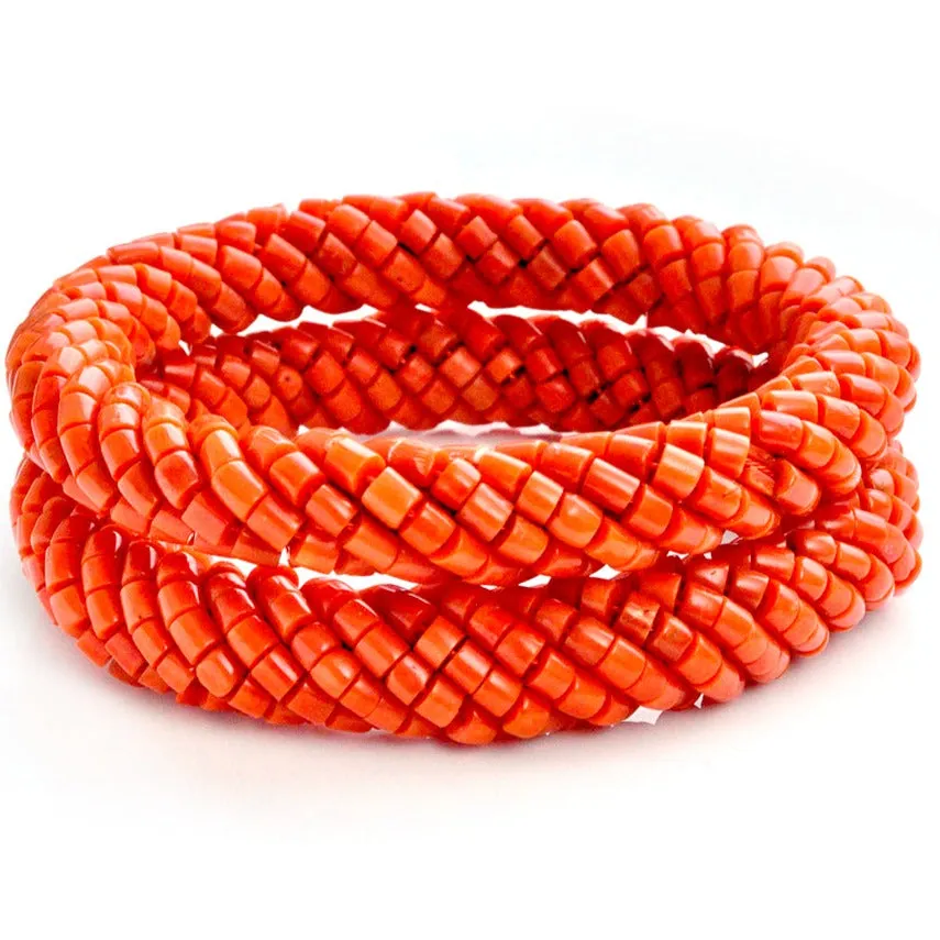 Chinese Deco Coral Bangles