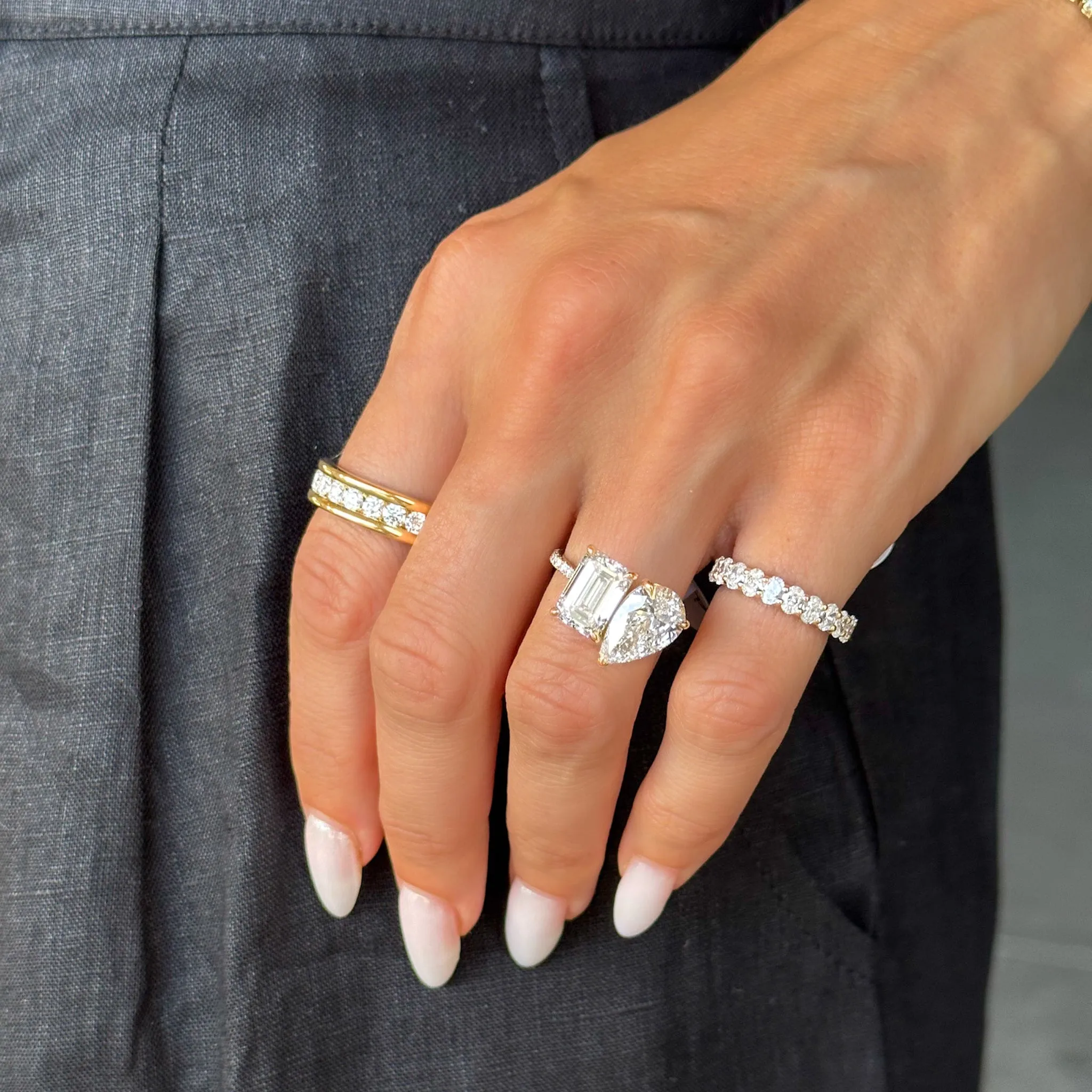 Chunky Channel Set Halfway Wedding band