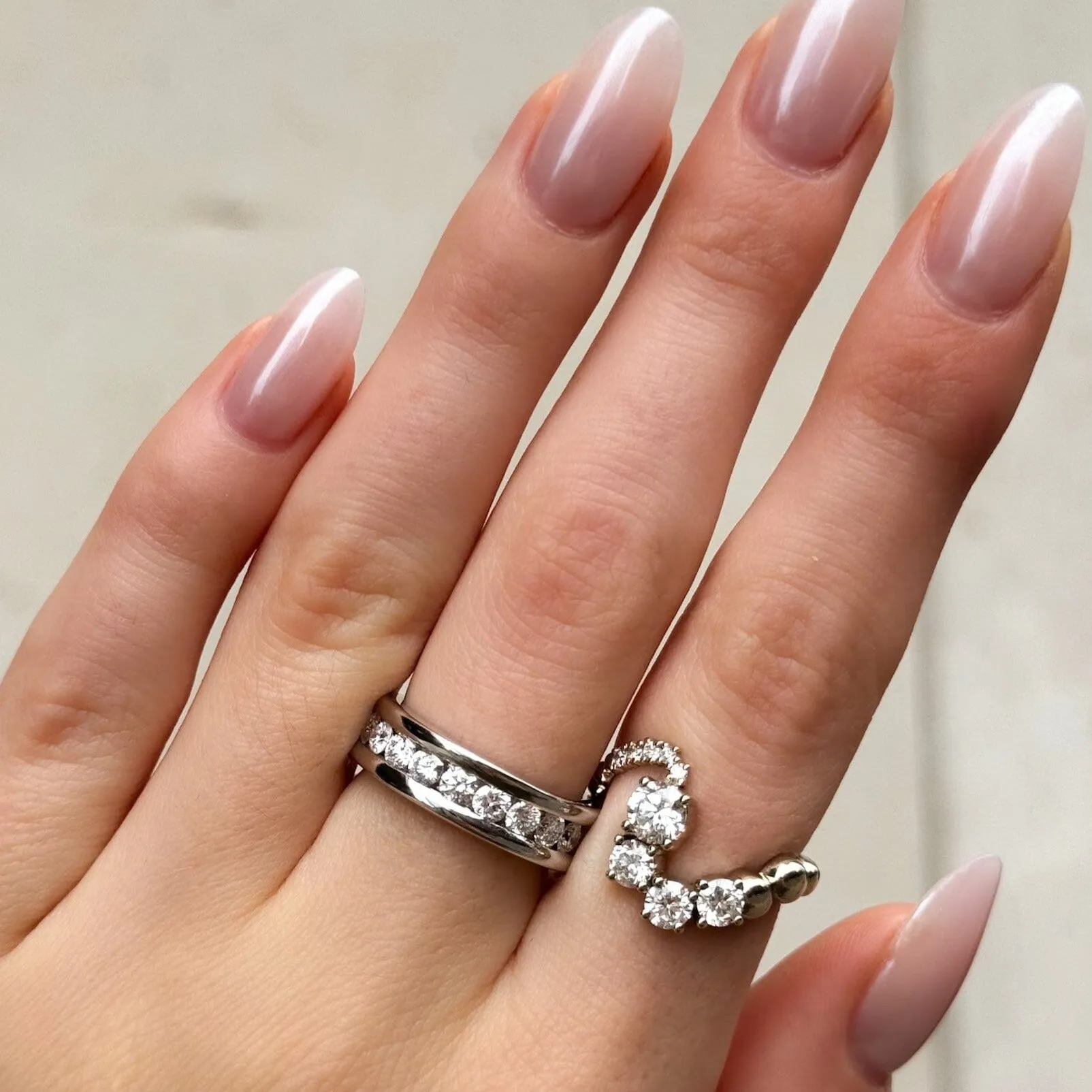 Chunky Channel Set Halfway Wedding band