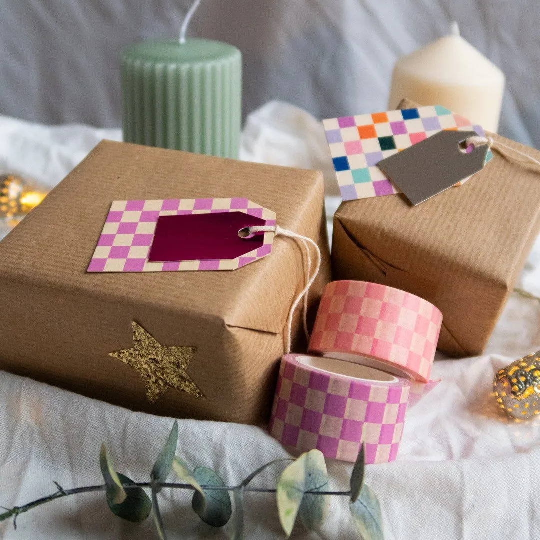 Chunky Pink Checkered Washi Tape 25mm