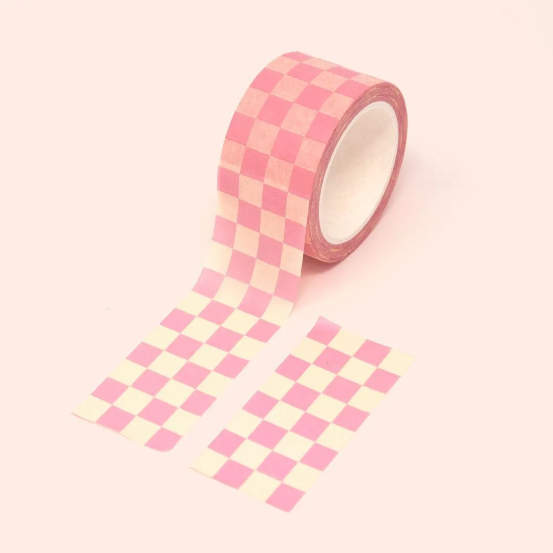 Chunky Pink Checkered Washi Tape 25mm