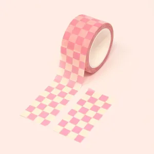 Chunky Pink Checkered Washi Tape 25mm
