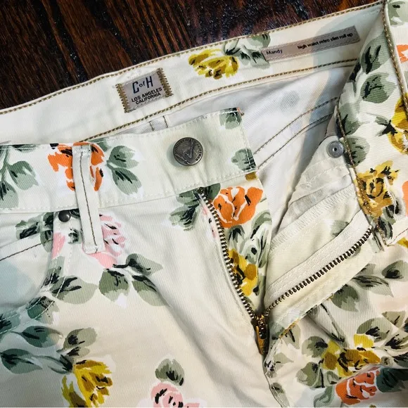 Citizens of Humanity Mandy High Waist Retro Slim Roll Up Floral Jeans Size 31
