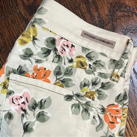 Citizens of Humanity Mandy High Waist Retro Slim Roll Up Floral Jeans Size 31