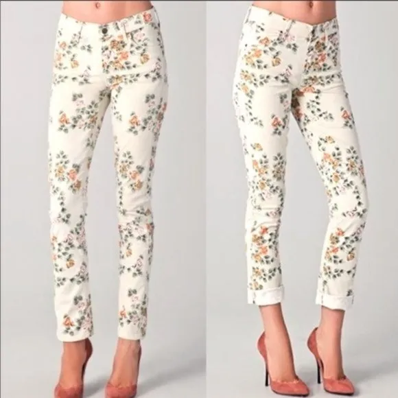Citizens of Humanity Mandy High Waist Retro Slim Roll Up Floral Jeans Size 31