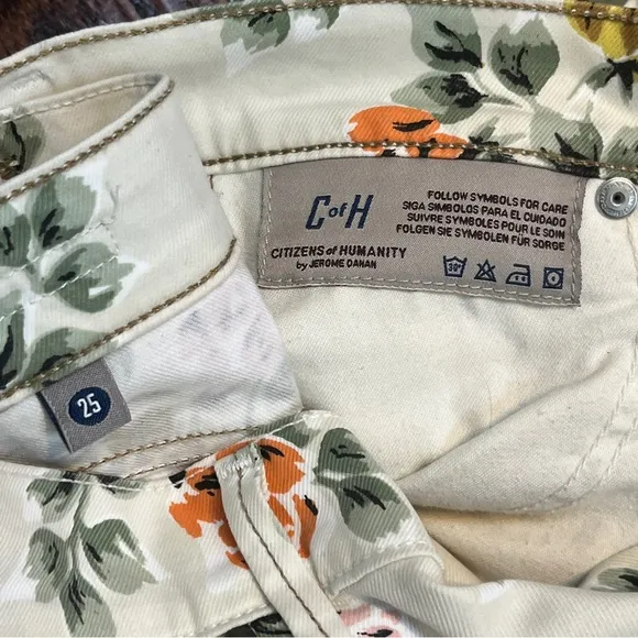 Citizens of Humanity Mandy High Waist Retro Slim Roll Up Floral Jeans Size 31